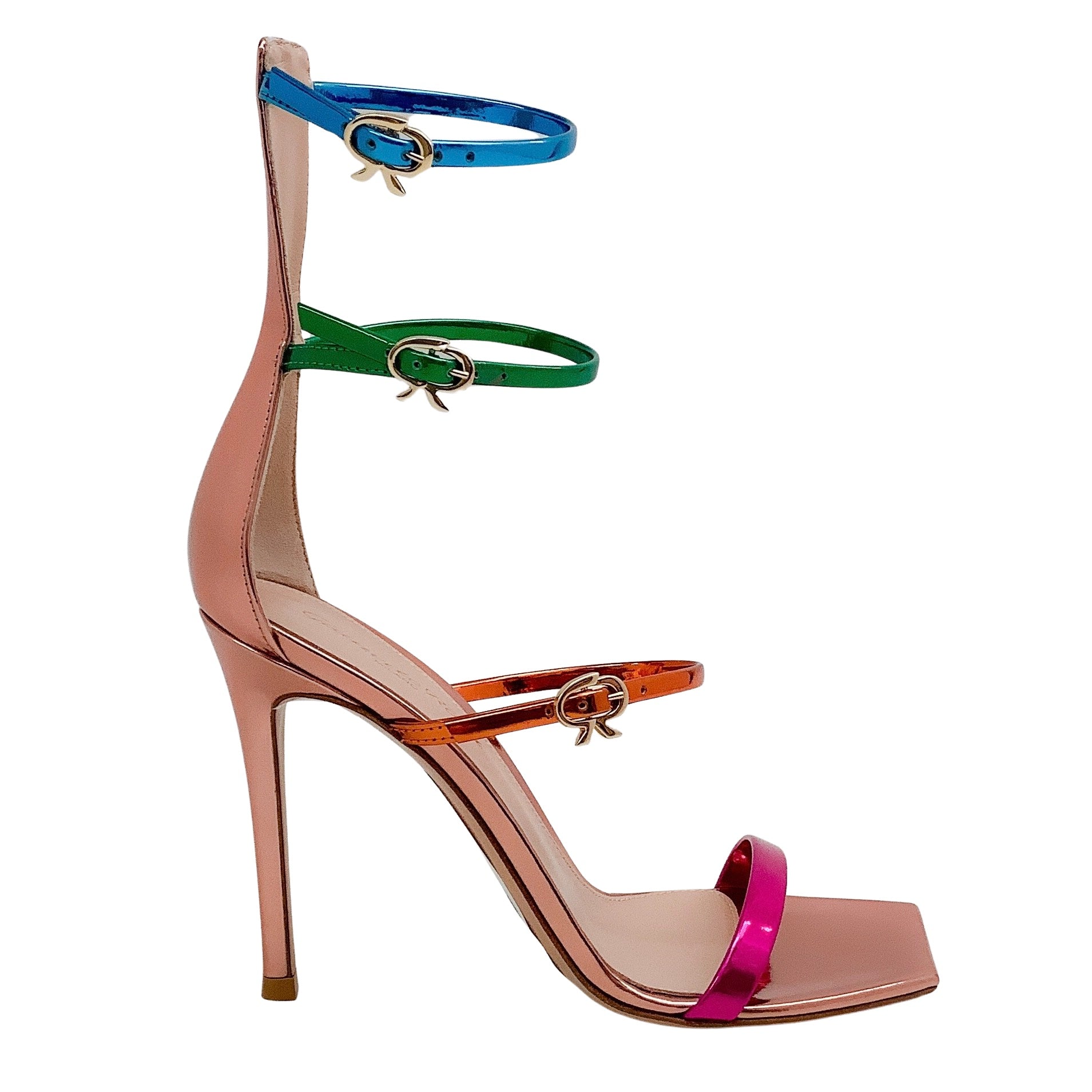 Gianvito Rossi Multi Metallic Ribbon Uptown Sandals - Women's Luxury Dressy Heeled Sandals for Evening Parties & Weddings