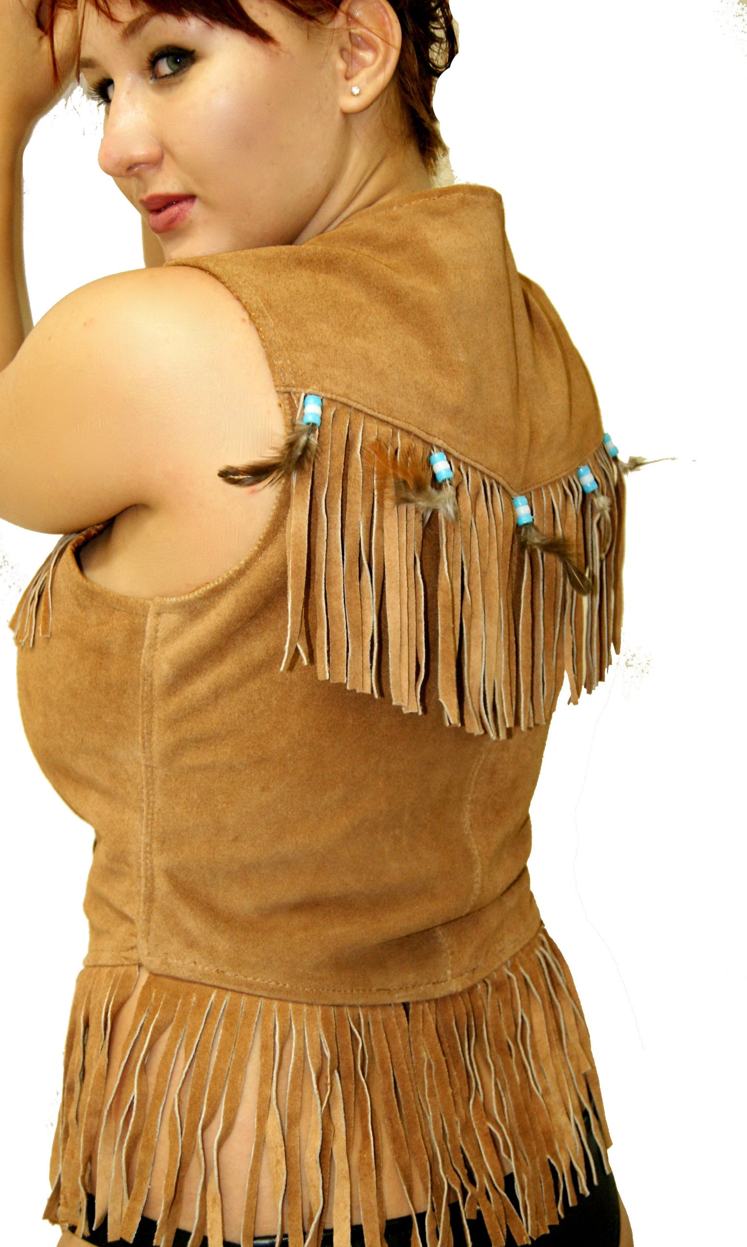 Classyak Women's Suede Leather Western Vest Jacket - Stylish Cowgirl Fashion for Rodeo, Country Music Festivals & Outdoor Adventures