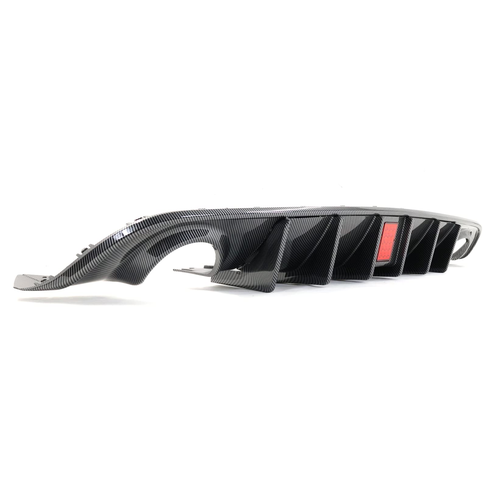 **FREEMOTOR802 IKON V4 Style Carbon Fiber Rear Bumper Diffuser Lip with LED Lights for 2015-2023 Dodge Charger – PP Material, Shark Fins Design – Perfect for Car Upgrades & Street Racing Style**