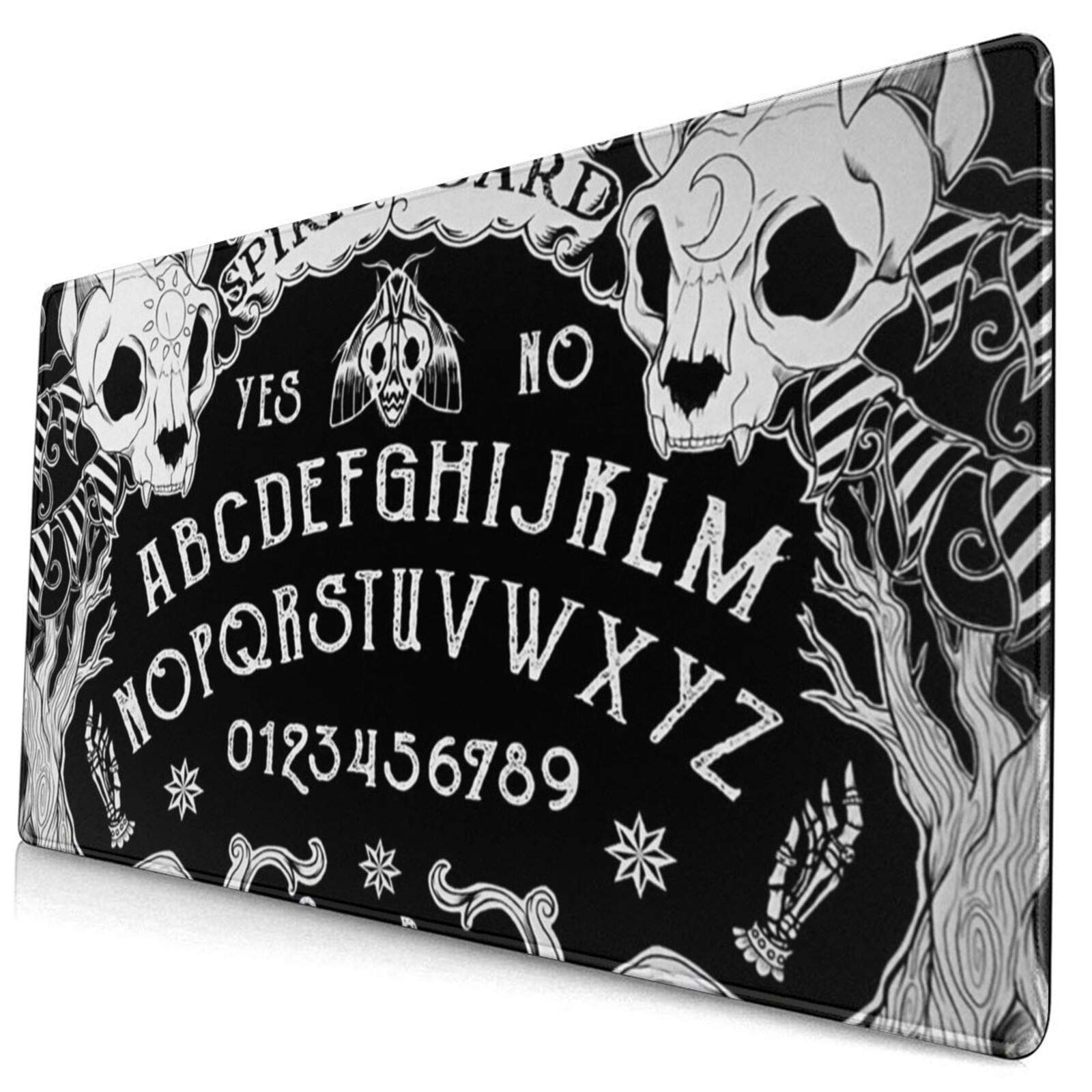 SWEET TANG Large Gaming Mouse Pad - Gothic Cat Skull Witch Design with Stitched Edges, Non-Slip Surface for PC & Laptop (29.5x15.8 Inch) - Perfect for Gaming Setup, Office Work & Streaming Stations