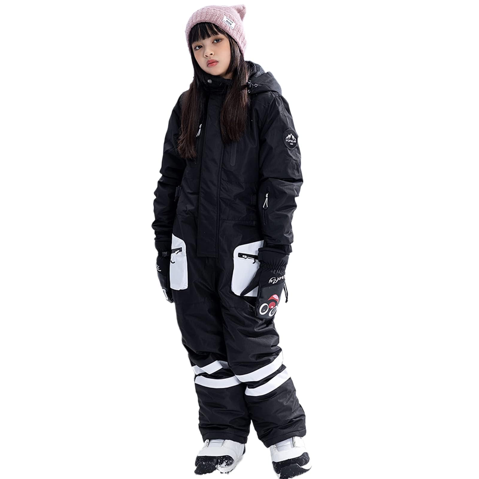 **Kids' Windproof Waterproof Snowsuit - Boys & Girls One-Piece Ski Jumpsuit for Snowboarding & Winter Outdoor Activities**    *Perfect for Skiing, Snowboarding, Sledding & Cold Weather Play!*