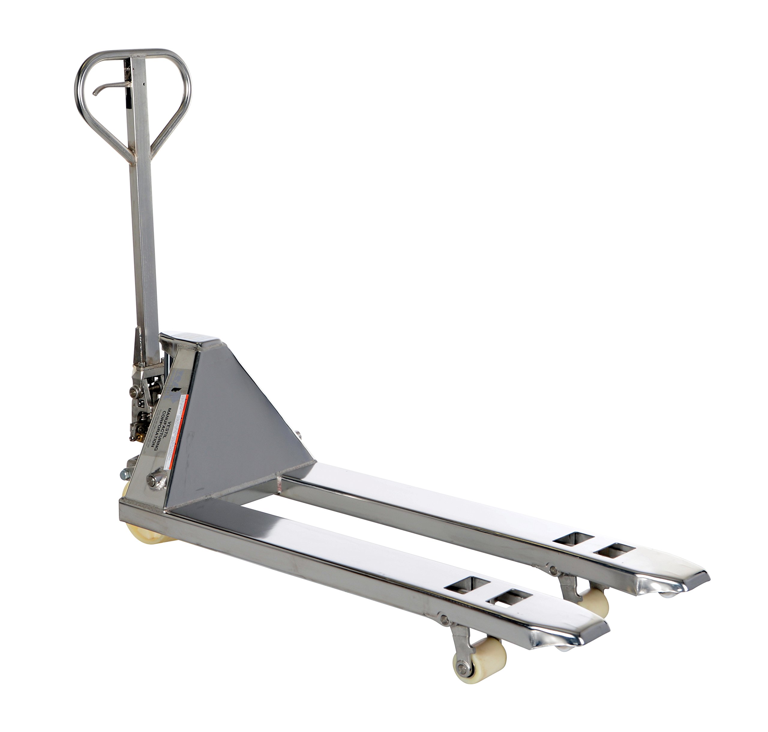 Vestil PM5-2048-SS Heavy Duty 304 Stainless Steel Pallet Jack with Nylon Wheels - 5500 lb Capacity, 45