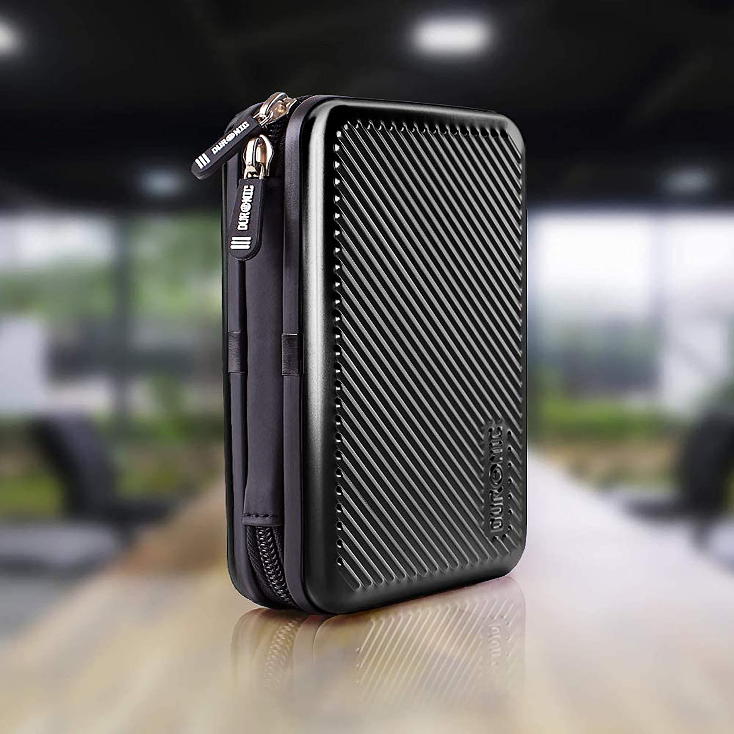 Duronic HDC3/BK Aluminum Hard Drive Case - Portable Protective Storage Pouch for External Hard Drives & Cables (Black) | Lightweight & Durable | Compatible with Western Digital, Toshiba, Buffalo, Hitachi, Seagate, Samsung | Perfect for Travel, Office & Data Backup
