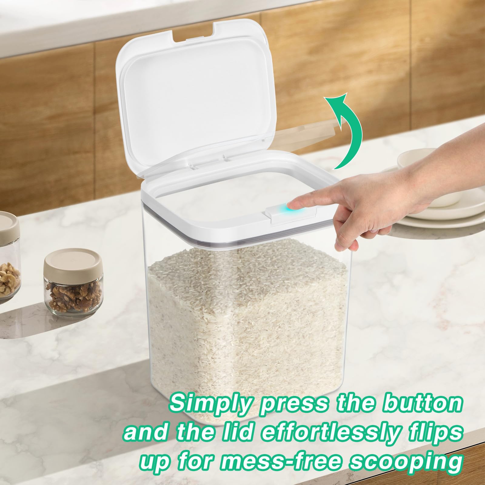 2-Pack Flour Sugar Storage Containers (2.9 Qt + 4.75 Qt) with Pop-to-Flip Lids - Airtight Food Storage for Rice, Dog Food, Treats & Kitchen Organization | Perfect for Pantry, Baking & Pet Food Storage