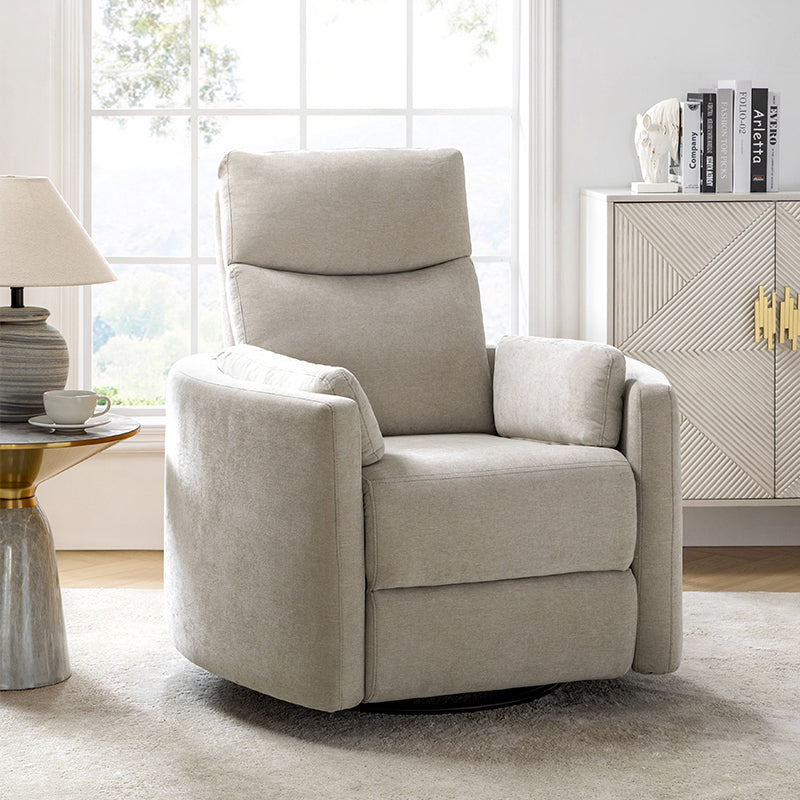 Monica Swivel Rocker Power Recliner Chair with Adjustable Headrest & Lumbar Support - Optional Removable Pillows - Perfect for Living Room, Home Theater & Relaxation