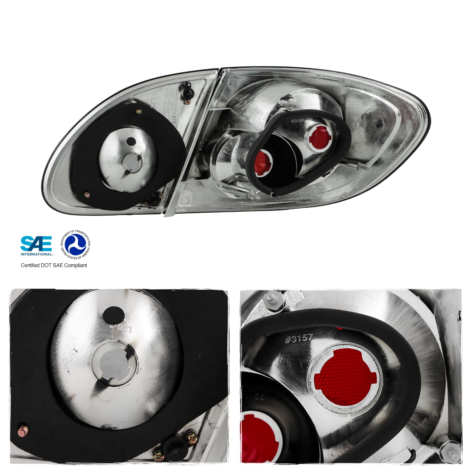 AKKON Smoked Altezza Tail Lights for 2003-2008 Toyota Corolla - Rear Brake Lamp with Trunk Piece (4PCS) - Upgrade Your Car's Style & Night Visibility for Enhanced Safety