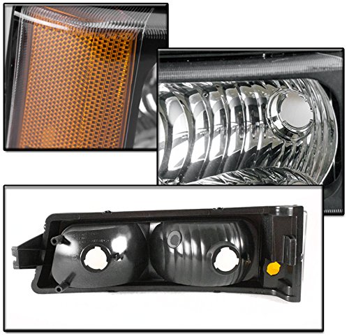 Halo LED Projector Headlights with Bumper Lights - Black - Compatible with 2003-2006 Chevy Silverado & Avalanche - Upgrade Your Truck Lighting for Night Driving & Off-Road Adventures