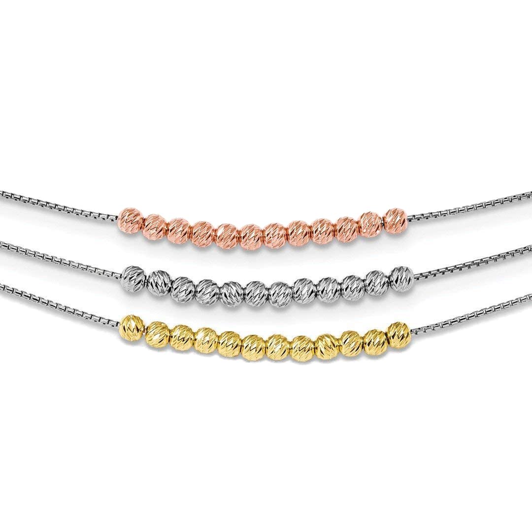 925 Sterling Silver Gold Rose Tone 3 Strand Necklace Pendant Charm - Multi Layer Fine Jewelry for Women - Perfect Gift for Her - Elegant for Date Night, Wedding & Special Occasions