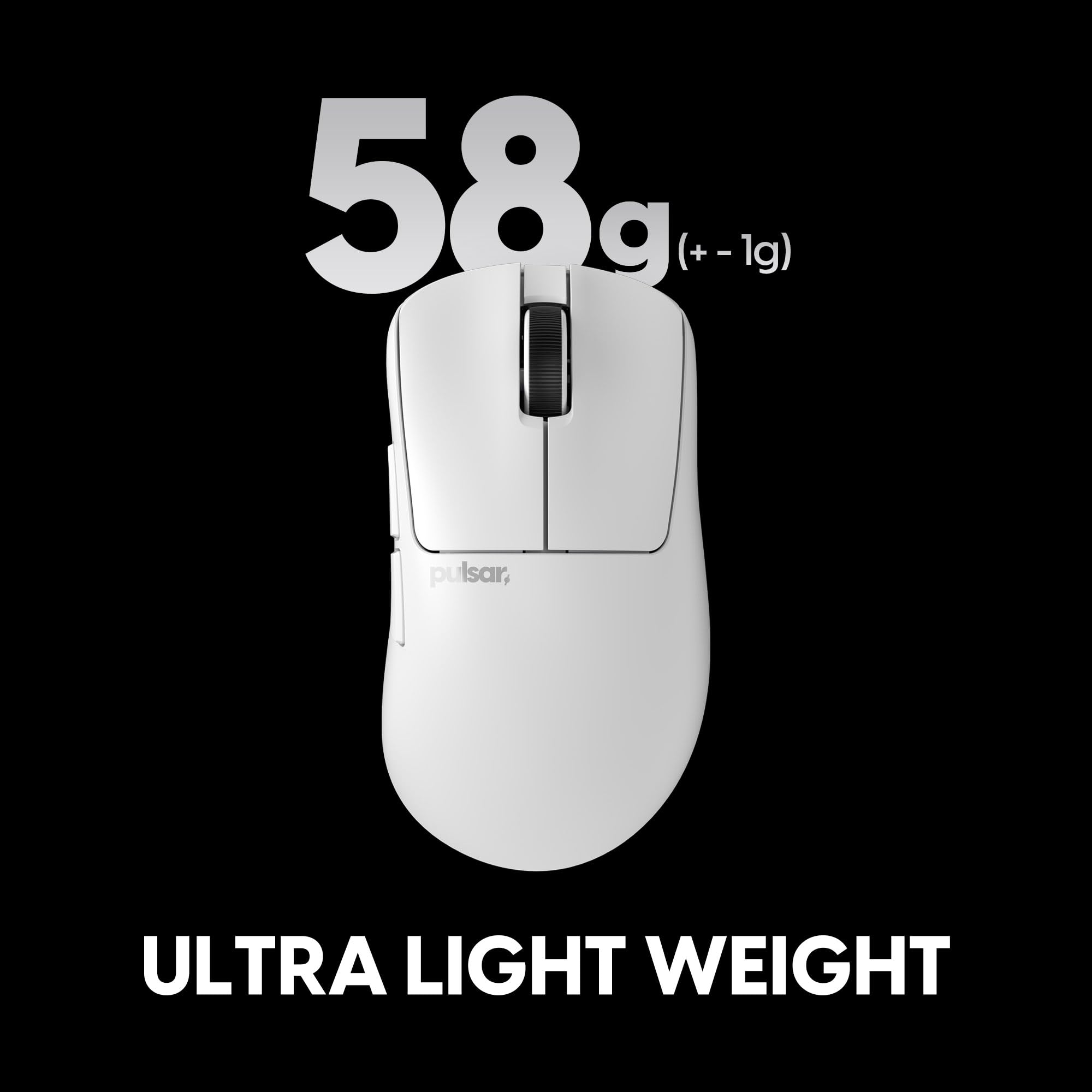 Pulsar Xlite V4 Wireless Gaming Mouse - Ultra Lightweight 58g Ergonomic Design, Optical Switches, 32000 DPI, 750 IPS, XS-1 Sensor, 8K Compatible - Large White for FPS, MOBA & Esports Gaming