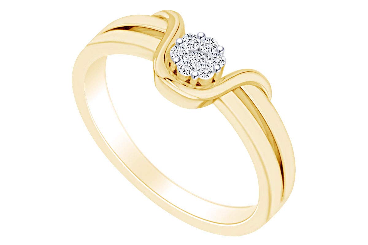 Round White Natural Diamond Accent Cluster Engagement Ring - 14k Gold Over Sterling Silver Wedding Band for Proposals, Anniversaries & Special Occasions