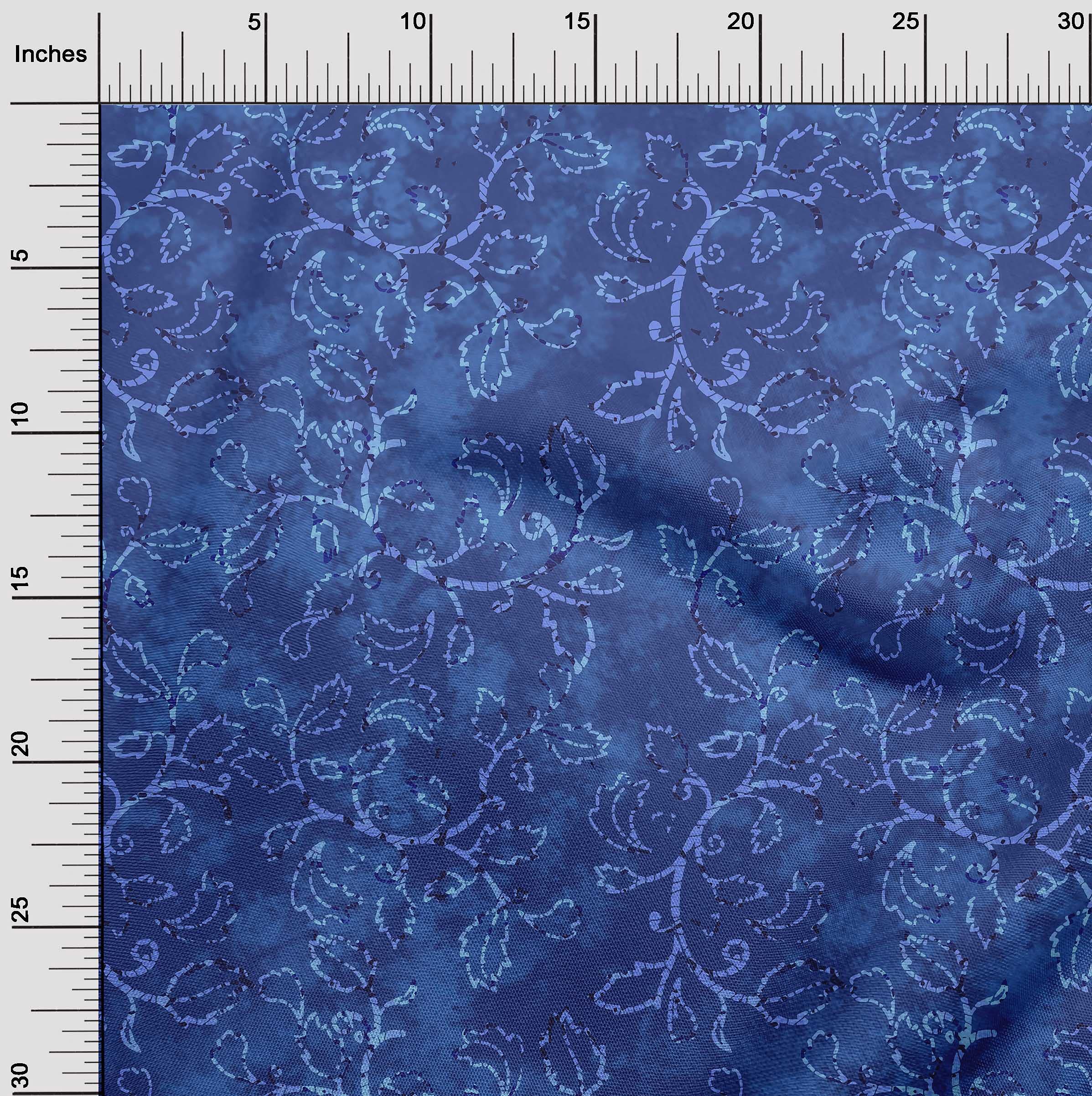 oneOone Polyester Spandex Medium Blue Batik Fabric - 56 Inch Wide for DIY Clothing, Quilting & Craft Projects | Premium Printed Fabric by the Yard for Dressmaking & Home Decor
