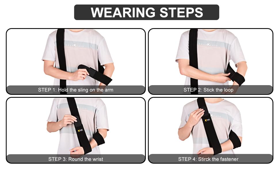 YF Arm Sling - Adjustable Shoulder Support for Rotator Cuff, Wrist & Elbow Injuries - Lightweight Comfortable Arm Immobilizer for Broken Bones & Fractures (Black) - Perfect for Sports Injuries, Post-Surgery Recovery & Daily Mobility Support