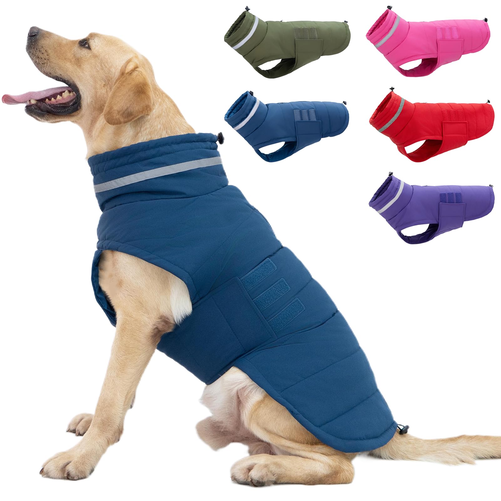Waterproof & Windproof Dog Winter Coat - Reflective Adjustable Turtleneck Jacket for Small, Medium & Large Dogs | Cold Weather Protection for Outdoor Walks, Snow Adventures & Nighttime Safety