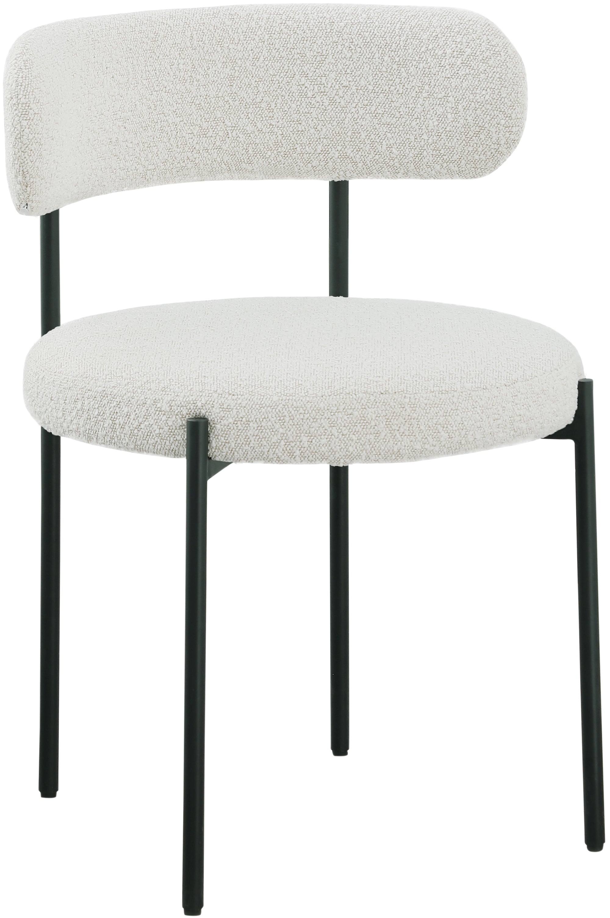 Luxury Boucle Fabric Dining Chair - Modern Upholstered Accent Chair for Dining Room, Living Room & Office - Soft & Comfortable Seat with Sturdy Metal Legs