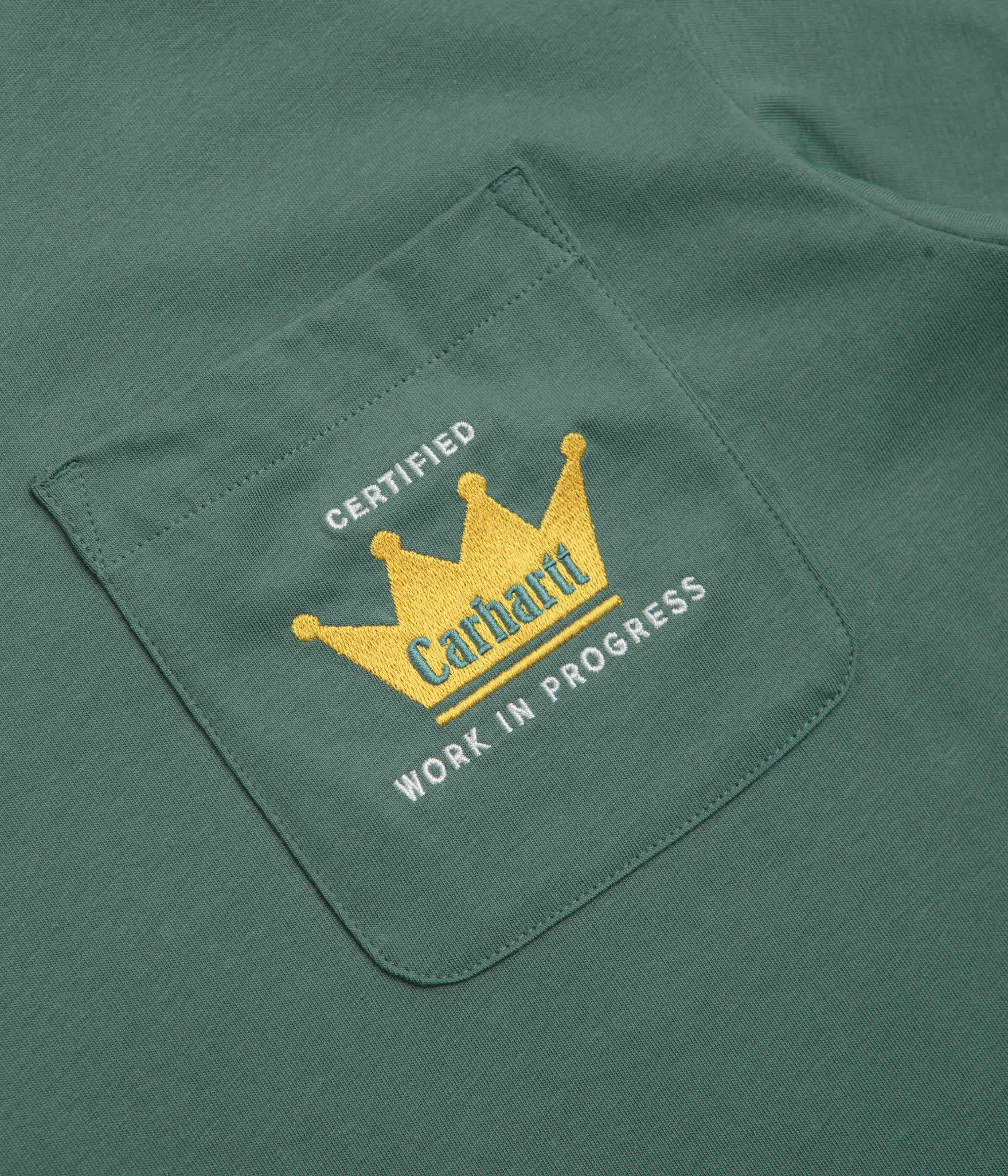 Carhartt Crown Pocket T-Shirt for Men - Silver Pine - Durable Workwear Shirt for Construction, Outdoor & Casual Wear
