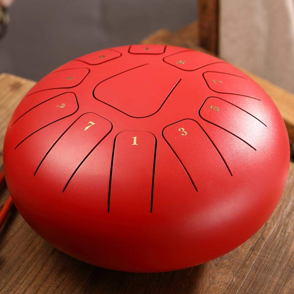 CHERRYSONG 10-Inch 11-Tone Steel Tongue Drum in C Key - Hand Pan Drum with Carry Bag, Mallets & Finger Picks - Perfect for Meditation, Music Therapy, Yoga & Sound Healing Sessions