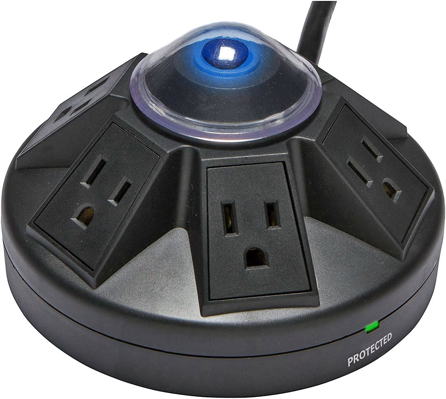 Kreative Power Powramid Surge Protector - 6 Outlet Power Strip with 4FT Heavy Duty Cord, 900 Joules Protection for Home & Office - Black | Ideal for Workstations, Gaming Setups & Home Electronics