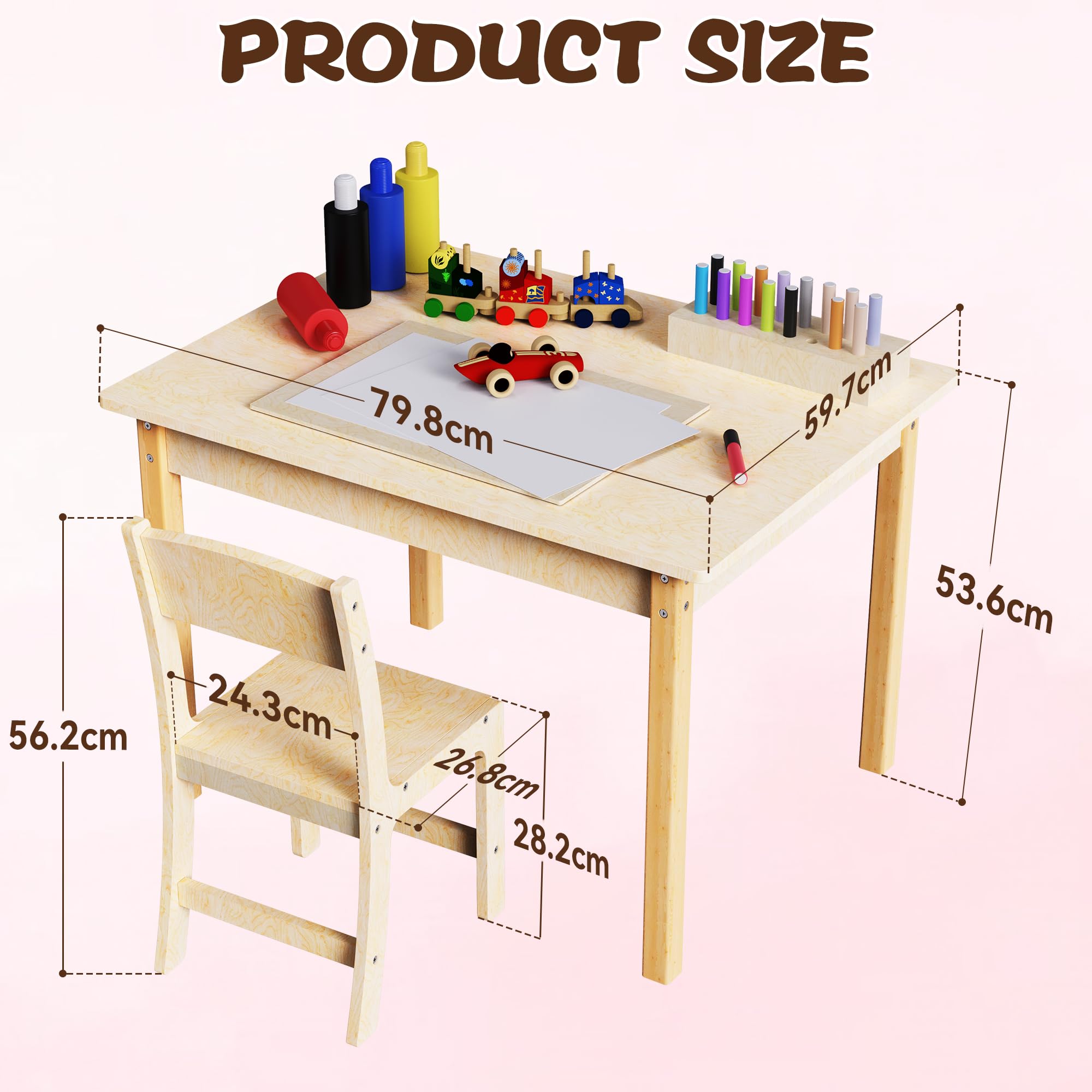Kids Table and Chair Set - Adjustable Toddler Desk & Chair for Learning, Drawing & Play - Perfect for Preschool, Homeschool & Playroom Activities