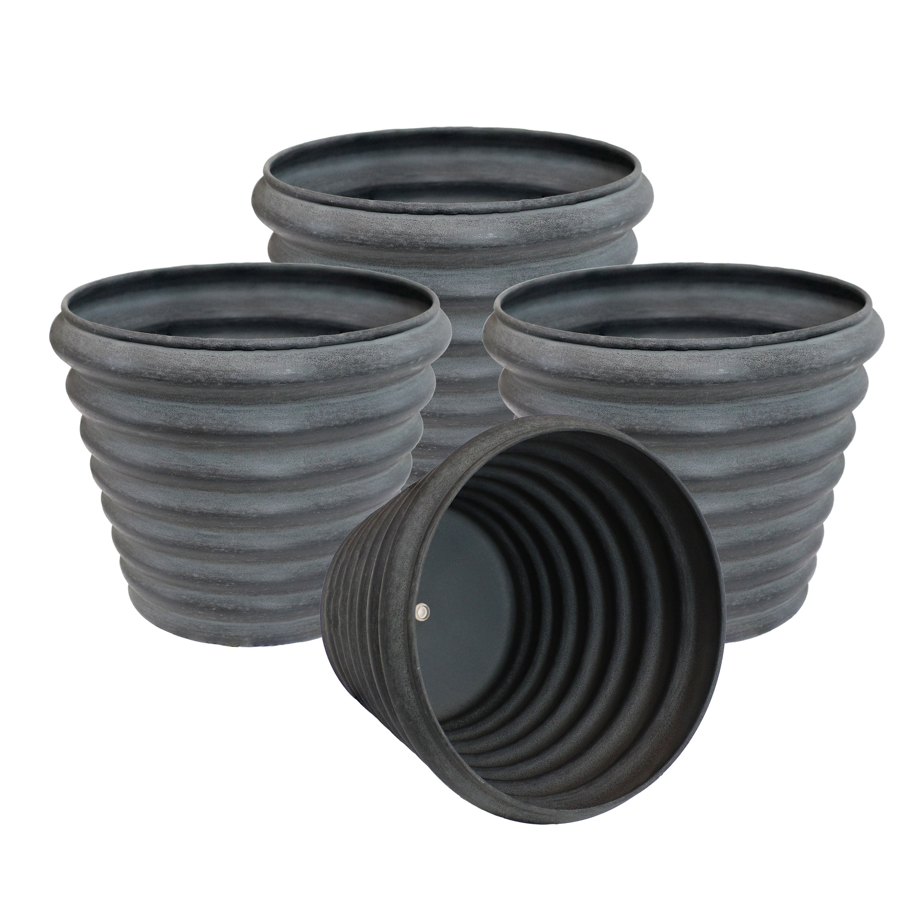 Sunnydaze Molly 12.5 Inch Metal Outdoor Planters - Rust-Resistant Garden Pots for Patio, Deck & Balcony Decor - Perfect for Flowers, Succulents & Herbs