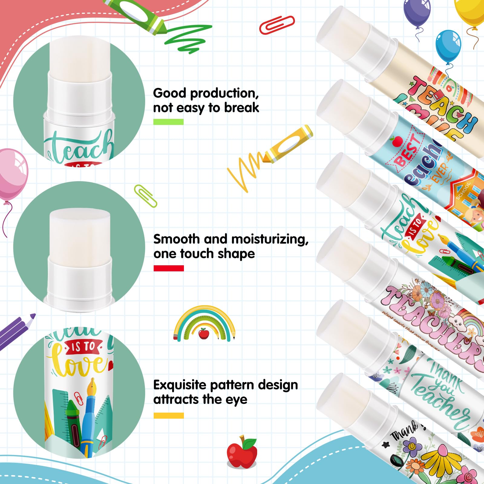 36pcs Teacher Lip Balm Gift Set with Thank You Tag - Perfect for Teachers Day, Graduation & Birthday