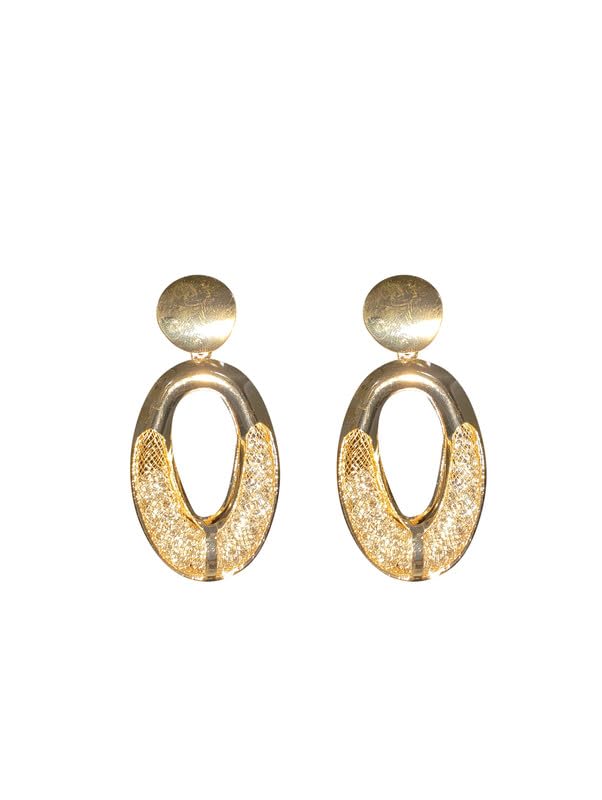 LA BELLEZA Golden Crystal Stones Pearl Long Drop Earrings for Women & Girls - Stylish Gold Plated Fashion Jewelry for Parties, Weddings & Evening Events
