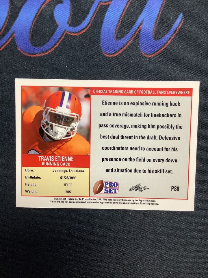 2021 Travis Etienne Leaf Pro Set Football Rookie Card - Photo Variation SP PS8 Graded | Collectible Sports Memorabilia for Fans & Investors | Perfect for Display, Trading, and Gifting