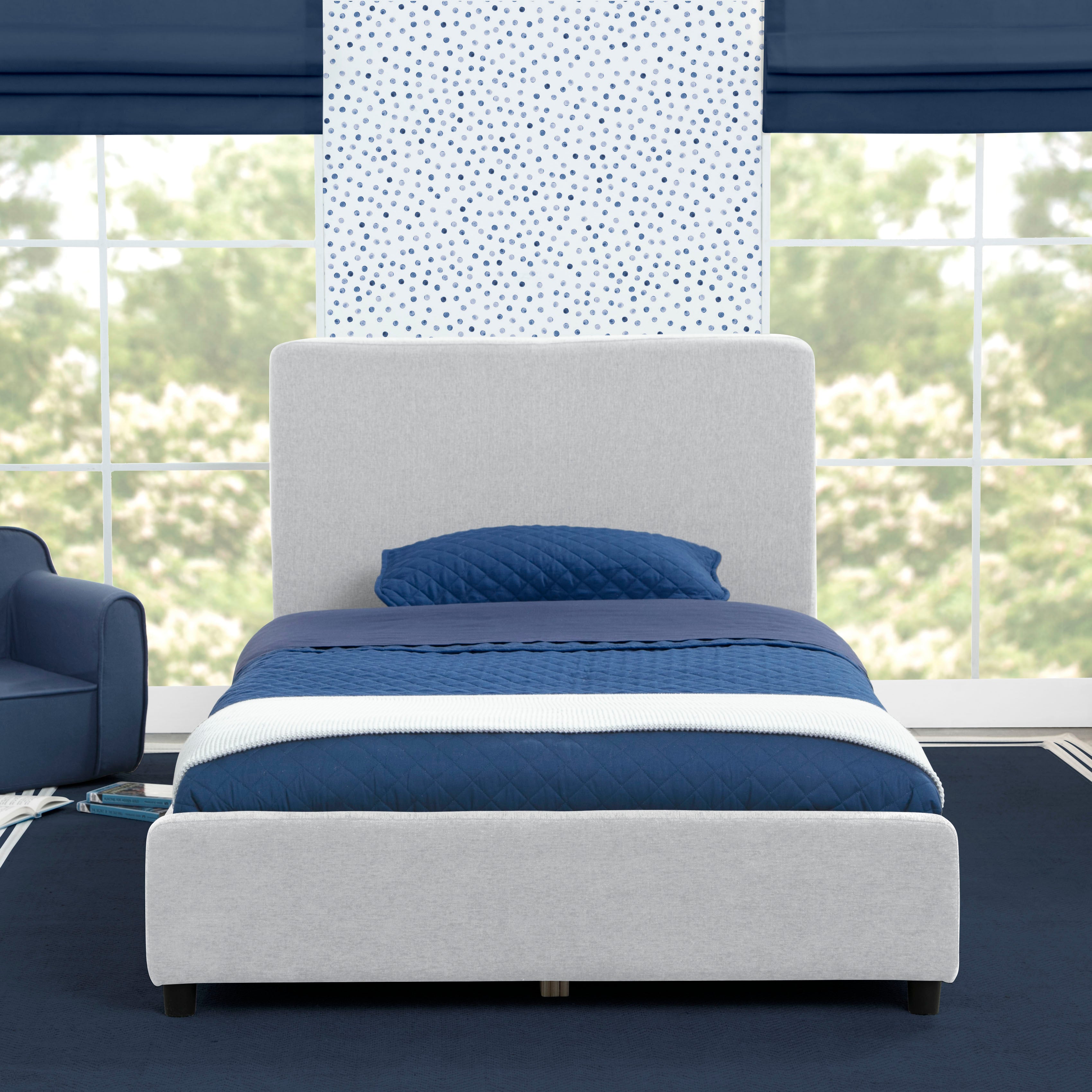 Upholstered Twin Bed with Headboard - Soft Fabric Bed Frame for Kids & Teens - Perfect for Bedrooms, Dorms & Guest Rooms
