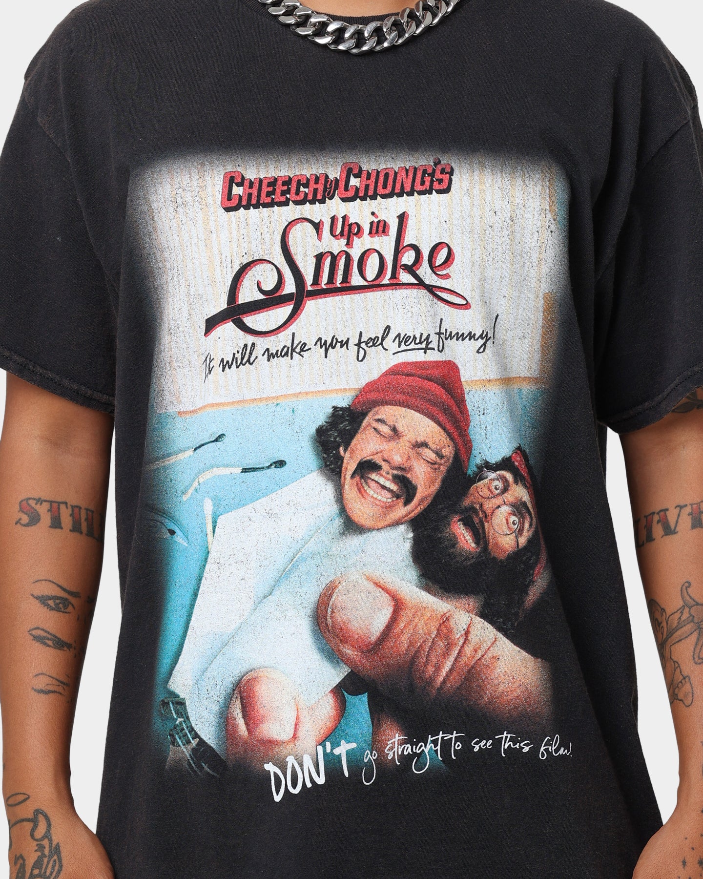 Vintage Cheech & Chong Movie Poster T-Shirt - American Thrift X 420 Washed Black Tee - Perfect for 420 Celebrations, Stoner Gifts & Retro Fashion Lovers