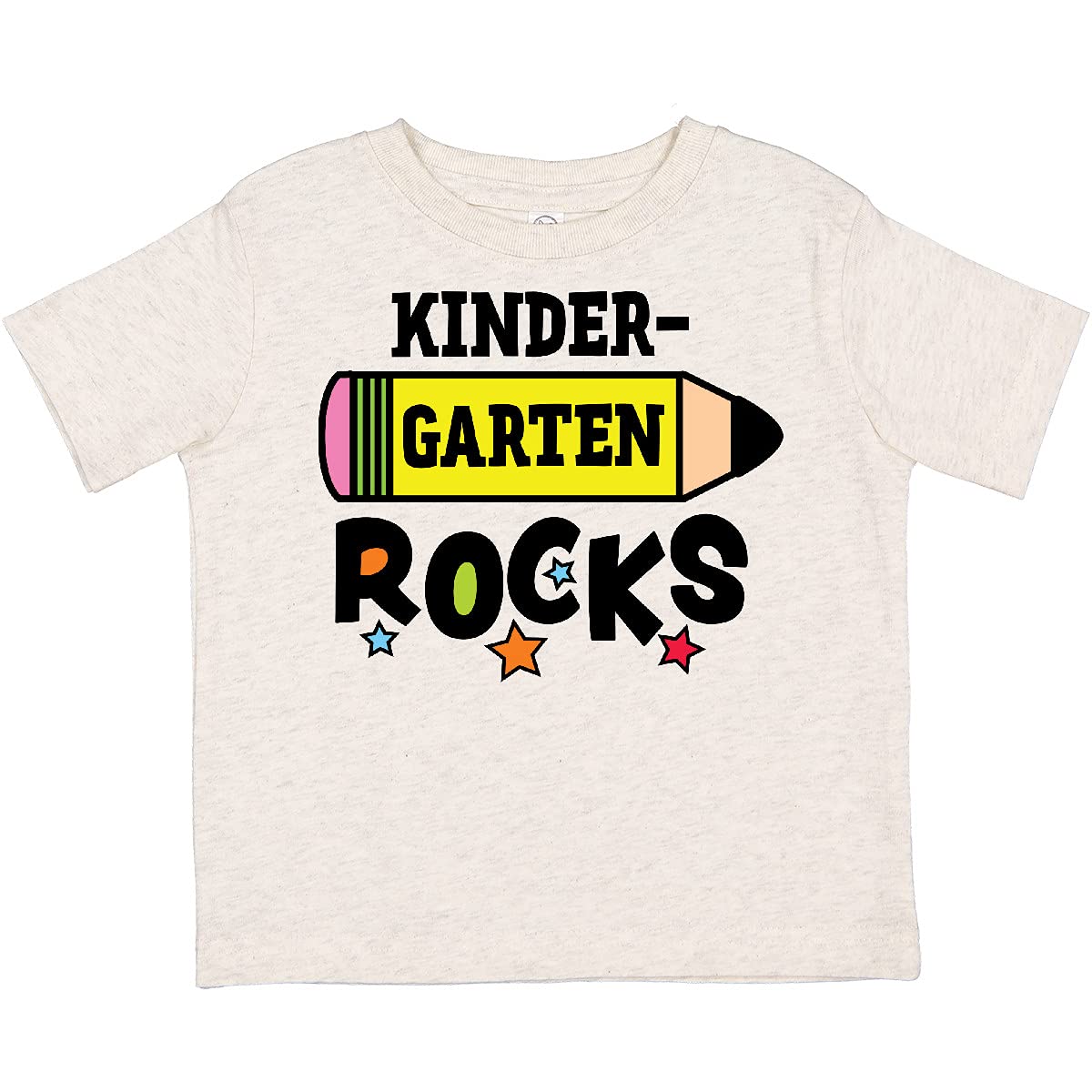 Kindergarten Rocks with Pencil and Stars Toddler T-Shirt - Cute First Day of School Outfit for Boys & Girls | Back to School, Preschool Graduation, Class Photo Day