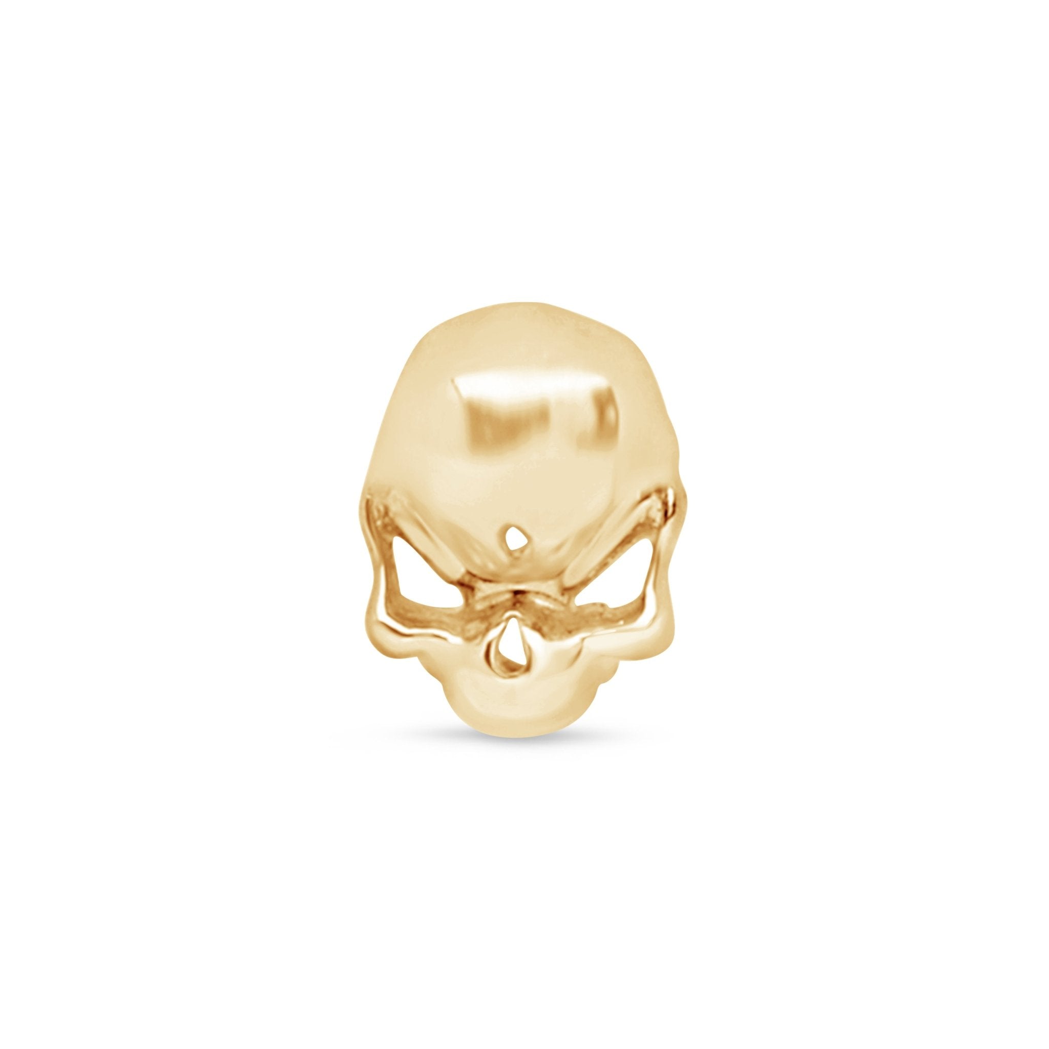 14k Yellow Gold Sassy Skull Flat Back Stud Earrings - Gothic Punk Jewelry for Women, Perfect for Halloween, Parties & Everyday Edgy Style