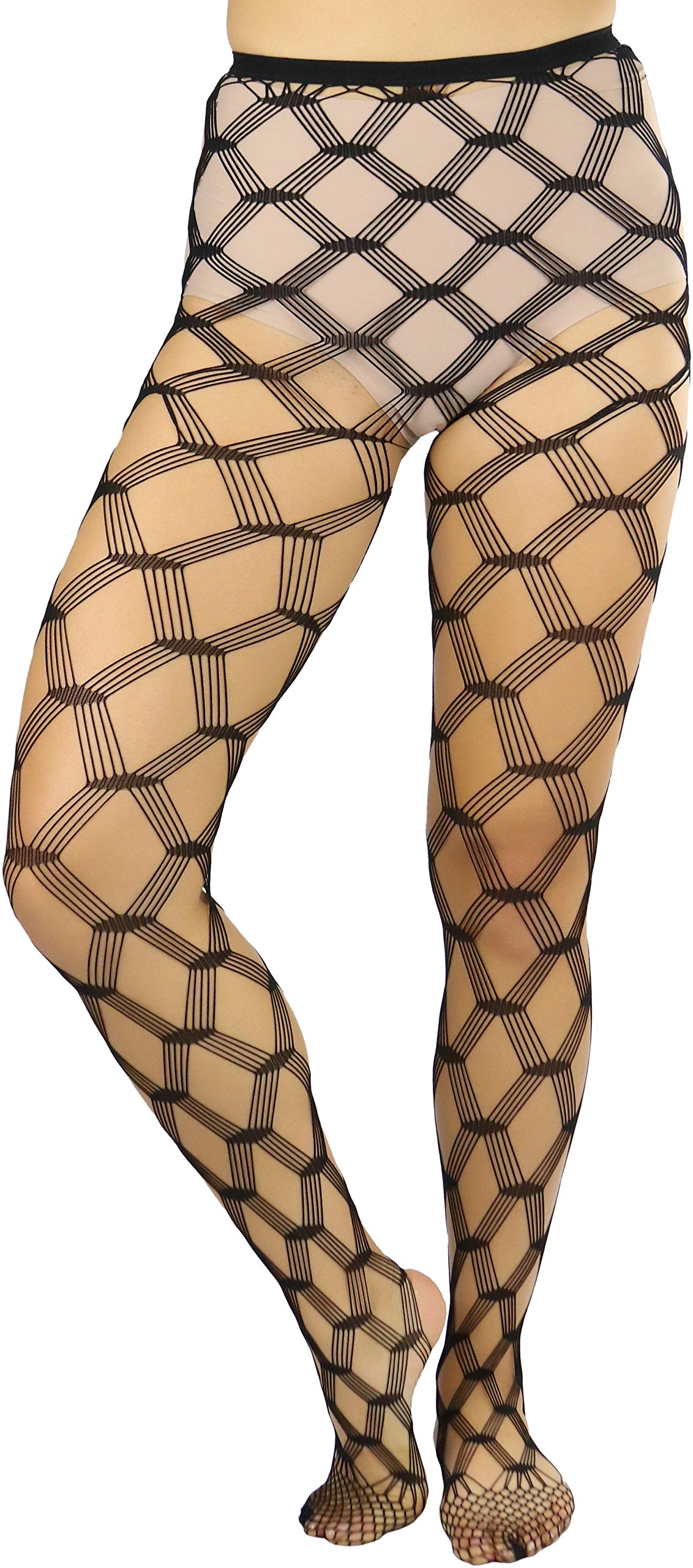 ToBeInStyle Women's Diamond Mesh Pantyhose Stockings - Sexy Sheer Tights for Party, Date Night & Special Occasions
