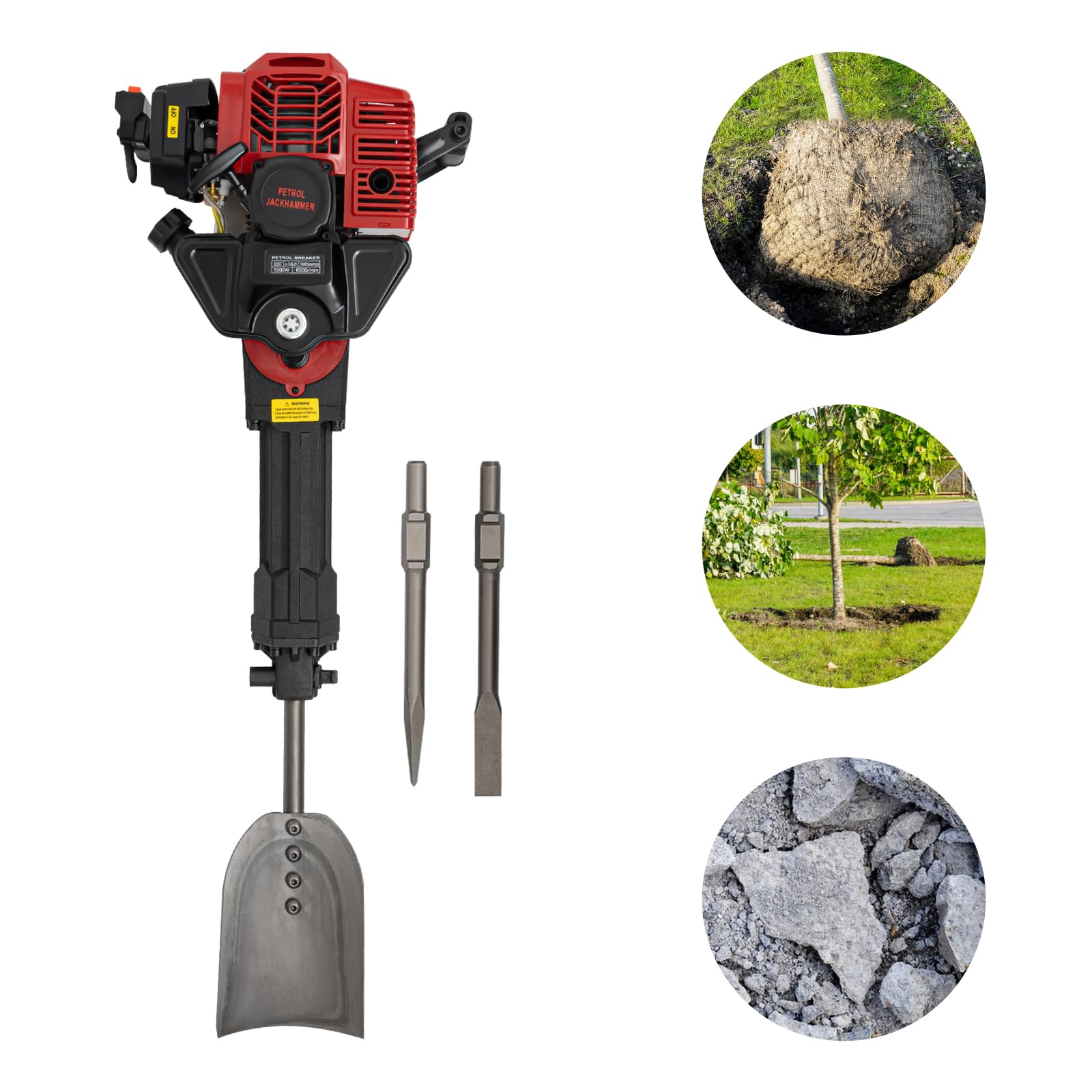 52CC 2-Stroke Gas Powered Trench Digger - Portable Handheld Trencher for Gardening, Lawn Planting & Tree Root Digging | Ideal for Landscaping, Irrigation Systems & Fence Post Installation