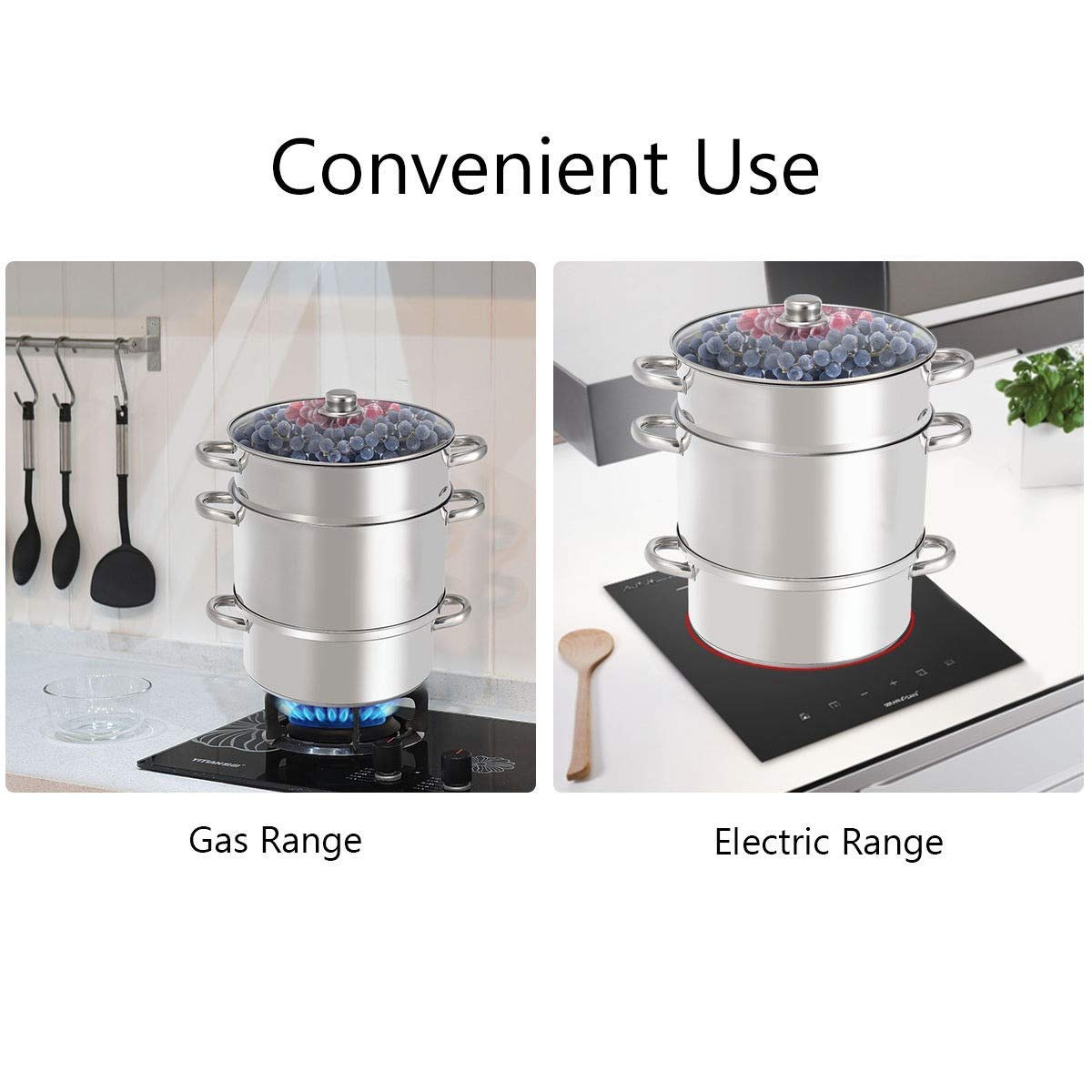Premium WATERJOY 11 Quart Stainless Steel Steamer Juicer - Multi-Functional Canner Cookware for Vegetables, Fruits & Food Preservation | Perfect for Home Canning, Juicing & Healthy Cooking