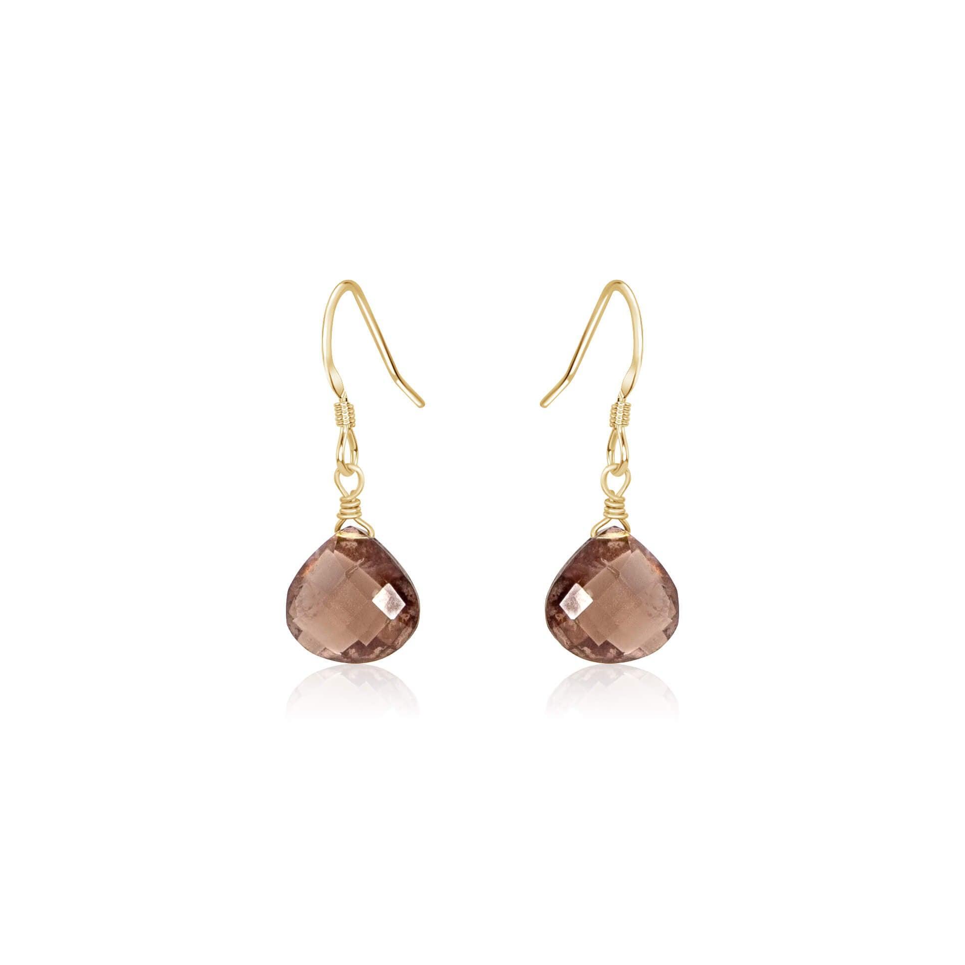 Smoky Quartz Teardrop Dangle Earrings for Women - Natural Gemstone Jewelry - Boho Chic Accessories for Party, Wedding & Everyday Wear