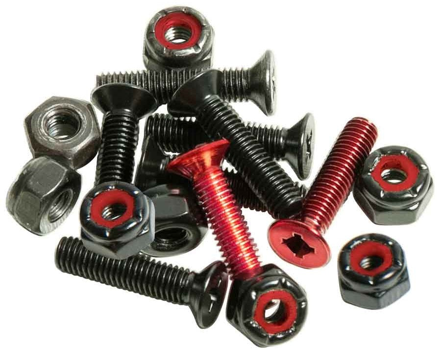 Andale 7/8 Inch Skateboard Hardware Combo - Red - Durable Skateboard Bolts & Nuts for Smooth Riding & Board Maintenance