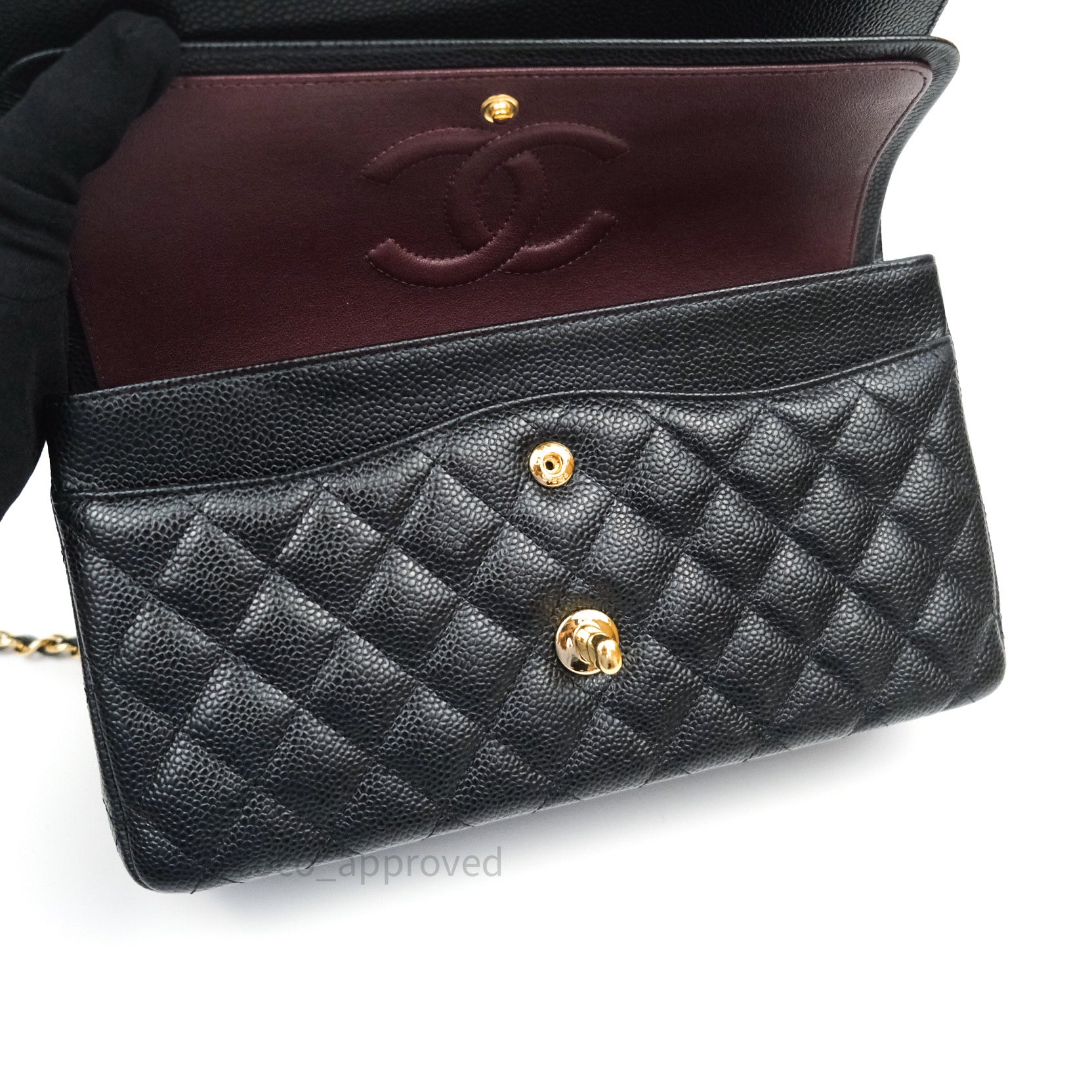 Chanel Classic Medium Double Flap Bag Black Caviar Leather with Gold Hardware - Luxury Designer Handbag for Women, Perfect for Work, Evening & Special Occasions