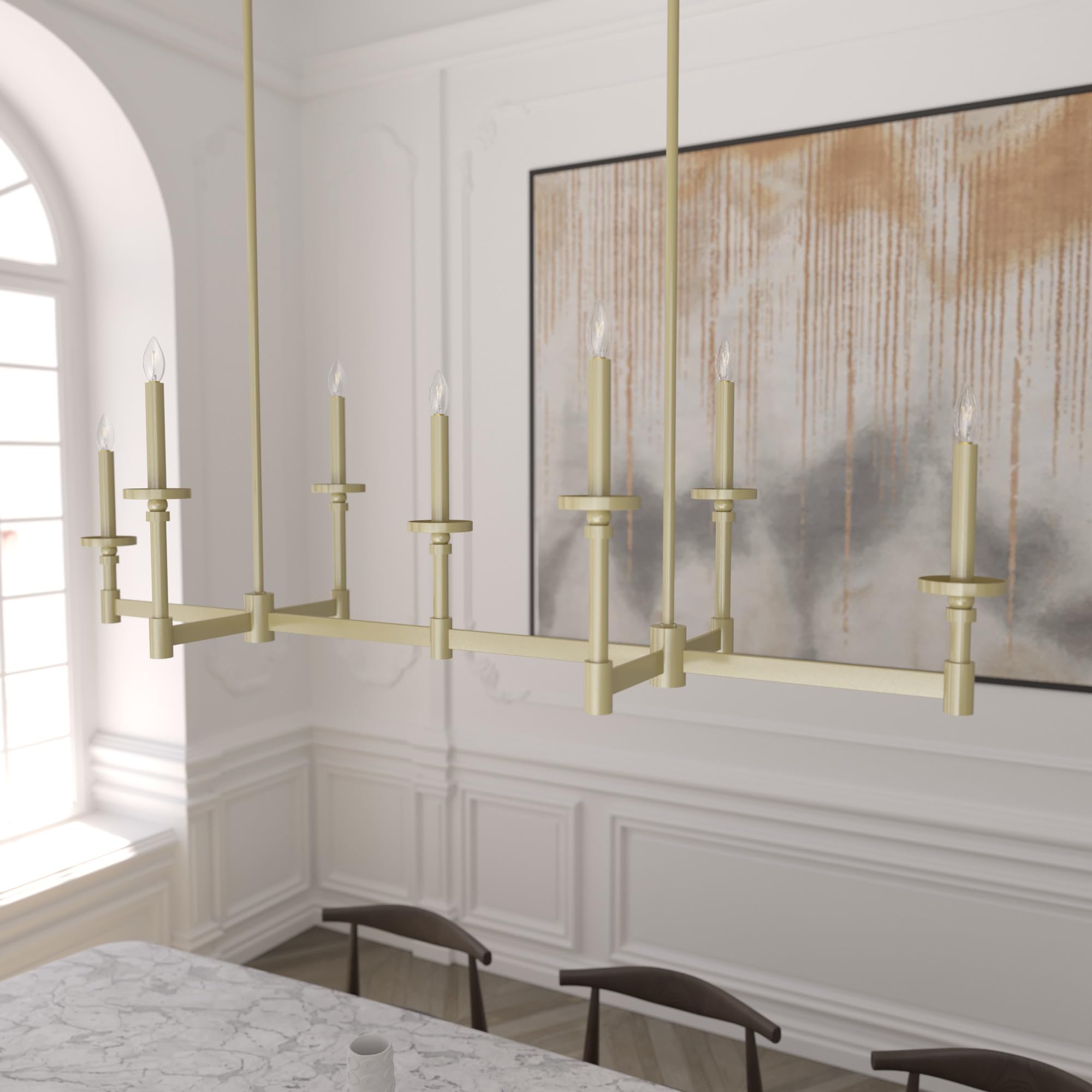 Hunter Fan Company 19055 Briargrove Modern Brass Chandelier - Elegant Ceiling Light Fixture for Living Room, Dining Room & Bedroom Decor