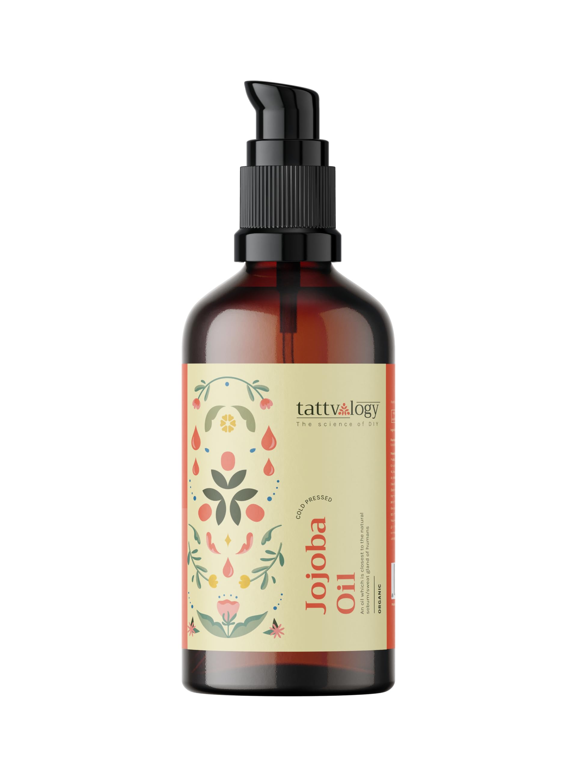 Tattvalogy 100% Pure Organic Cold Pressed Jojoba Carrier Oil - Certified Natural Skin Moisturizer & Hair Conditioner for Dry Scalp & Face Care | 50ml | Perfect for Aromatherapy, Massage & DIY Beauty Recipes