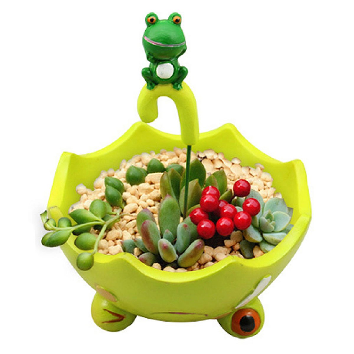 Sun Kea Creative Frog Umbrella Planter - Cute Cartoon Succulent & Flower Pots for Desk, Garden, Room Decor | Perfect for Indoor Plants, Office Decor & Gift Ideas