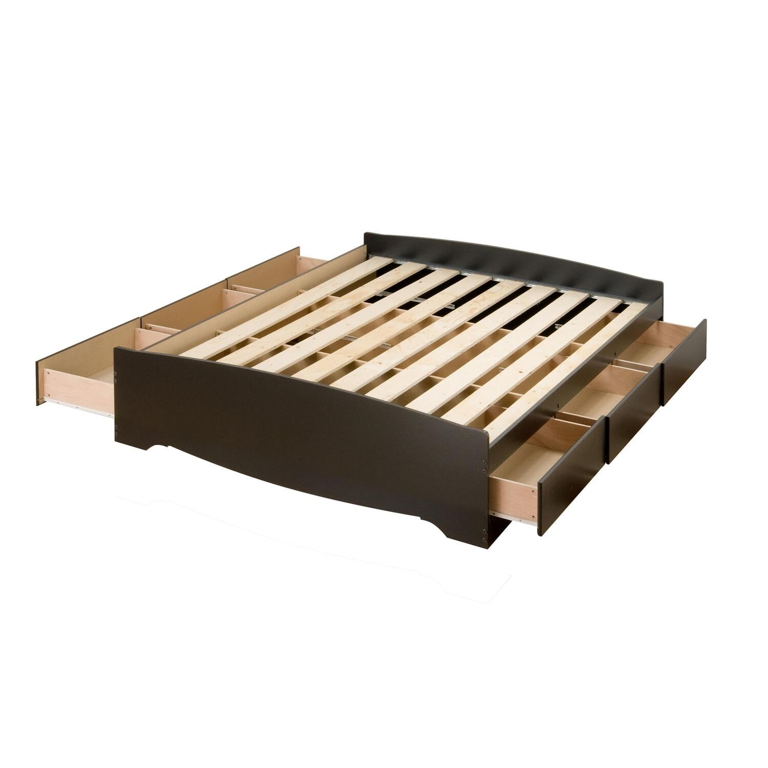Prepac Mate's Queen 6-Drawer Minimalist Platform Storage Bed Frame - Modern Black Bedroom Furniture with Underbed Drawers (81.5