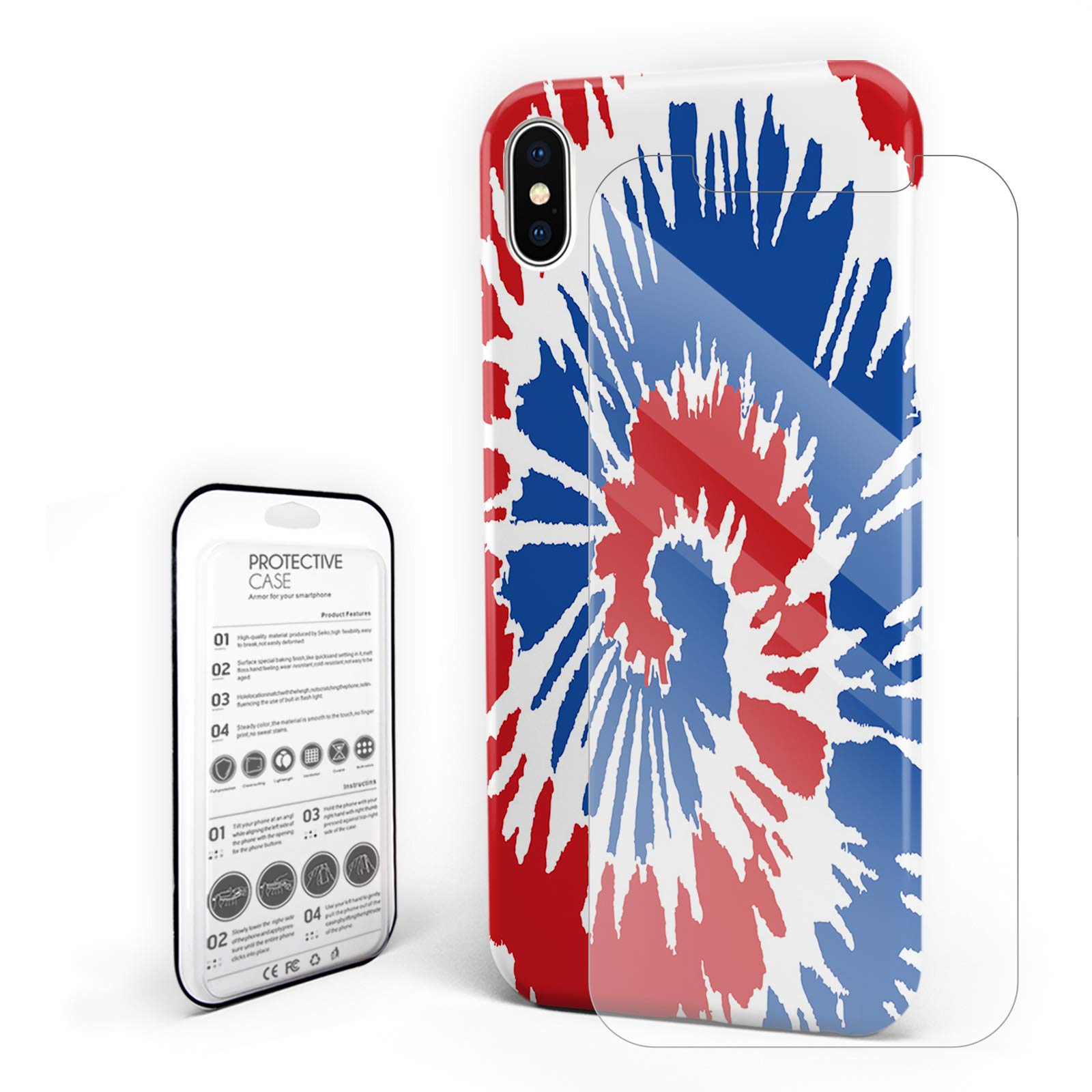 Colorful Tie Dye Hard PC Case for iPhone 6 Plus/6s Plus - Slim Shockproof Protective Cover with Screen Protector | Perfect for Everyday Use, Travel & Outdoor Activities