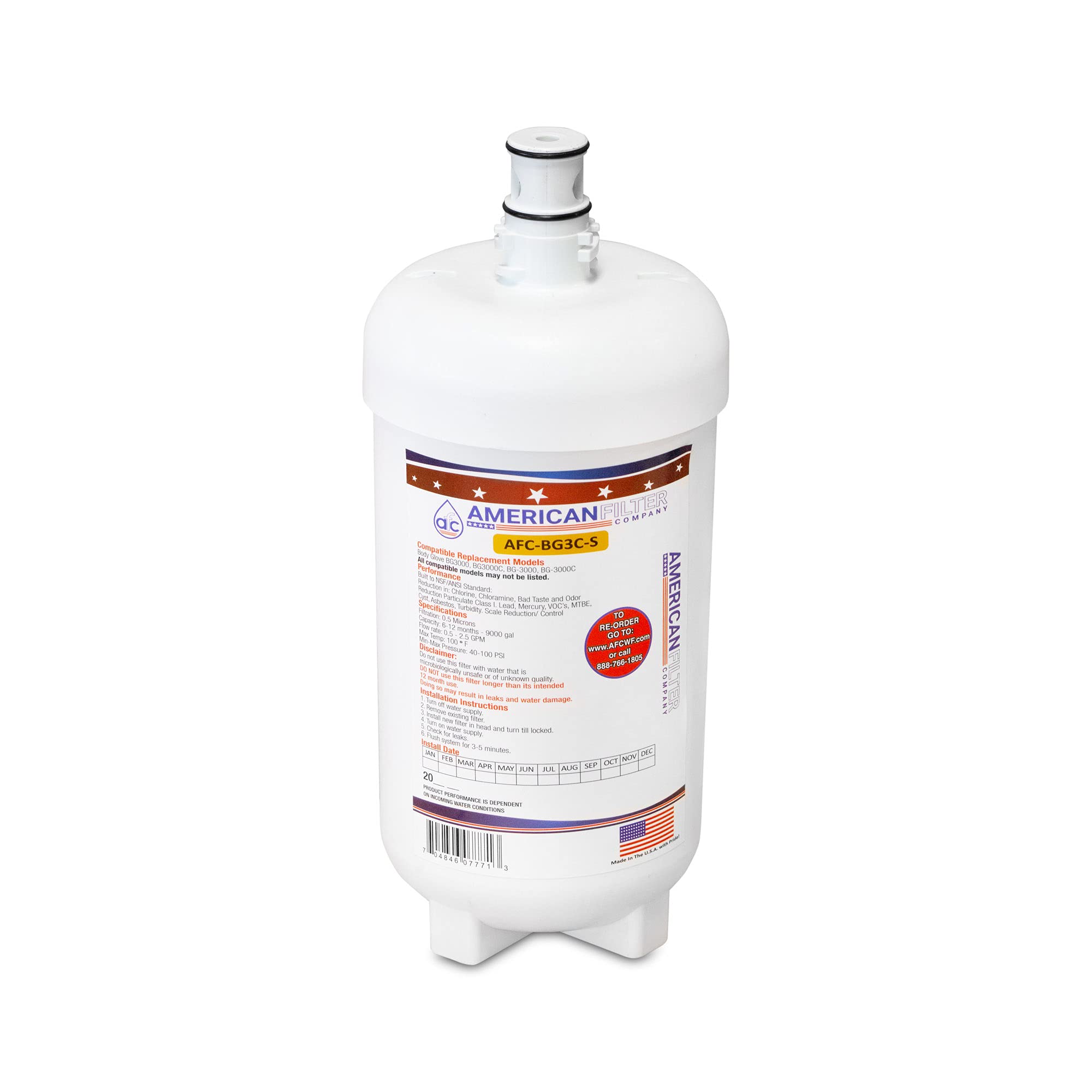 AFC-BG3C-S Compatible Replacement Water Filter for Body Glove BG-3000C – High-Performance Filtration for Clean Drinking Water | Perfect for Home, Office, and Outdoor Use