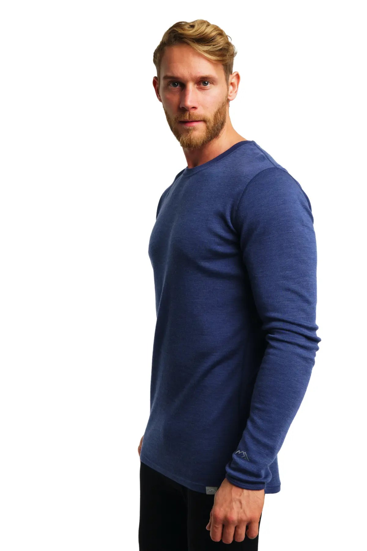 Premium Men's Merino Wool Long Sleeve Base Layer Shirt - 250g Windsor Blue - Warm Winter Thermal Underwear for Hiking, Skiing & Outdoor Activities