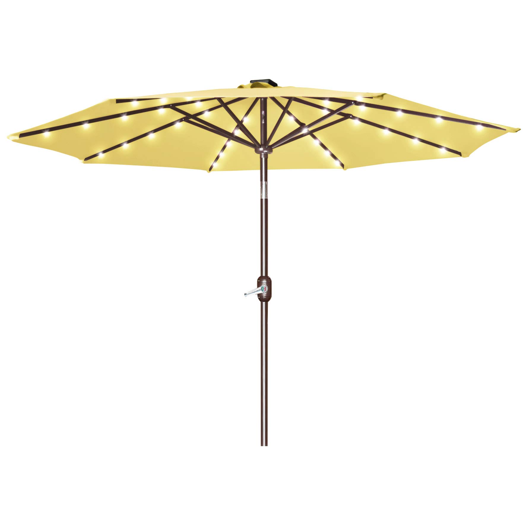 STRONG CAMEL 9ft LED Patio Umbrella with 40 Lights - 38mm Aluminum Pole Beige Sun Shade for Garden, Outdoor, Market & Backyard Relaxation
