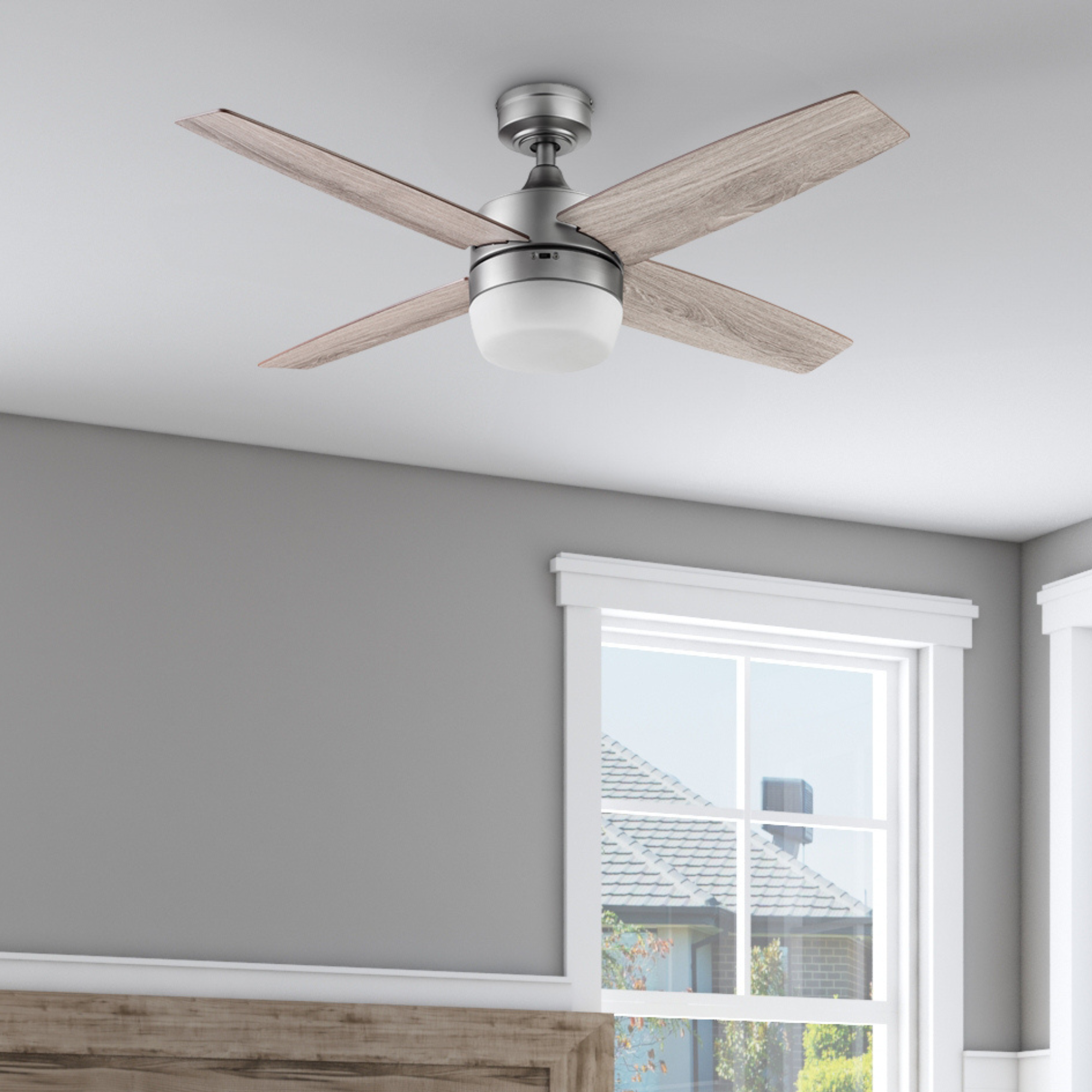 44 Inch Brushed Nickel Ceiling Fan with Remote Control - Modern Cooling for Living Room, Bedroom & Office