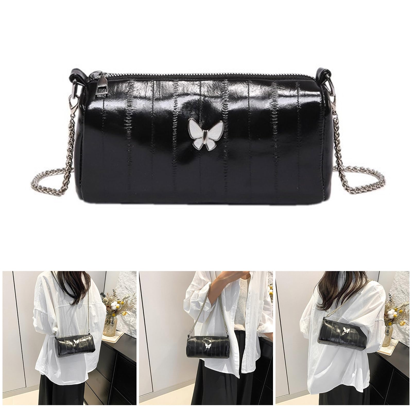 Stylish Guojiang Women's Crossbody Bag with Chain Strap - PU Leather Butterfly Shoulder Handbag for Casual, Shopping & Dating | Perfect Everyday Purse for Work, Travel & Outings