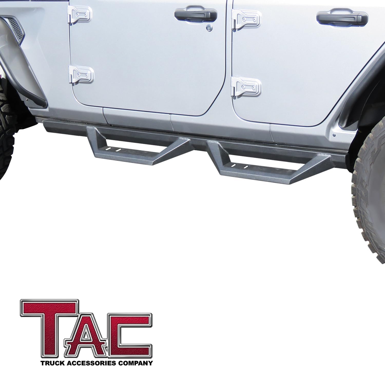 TAC Sidewinder Running Boards for Jeep Wrangler JL 4 Door - Black Off-Road Steps for 2018-2025 Models | Perfect for Off-Roading & Daily Use