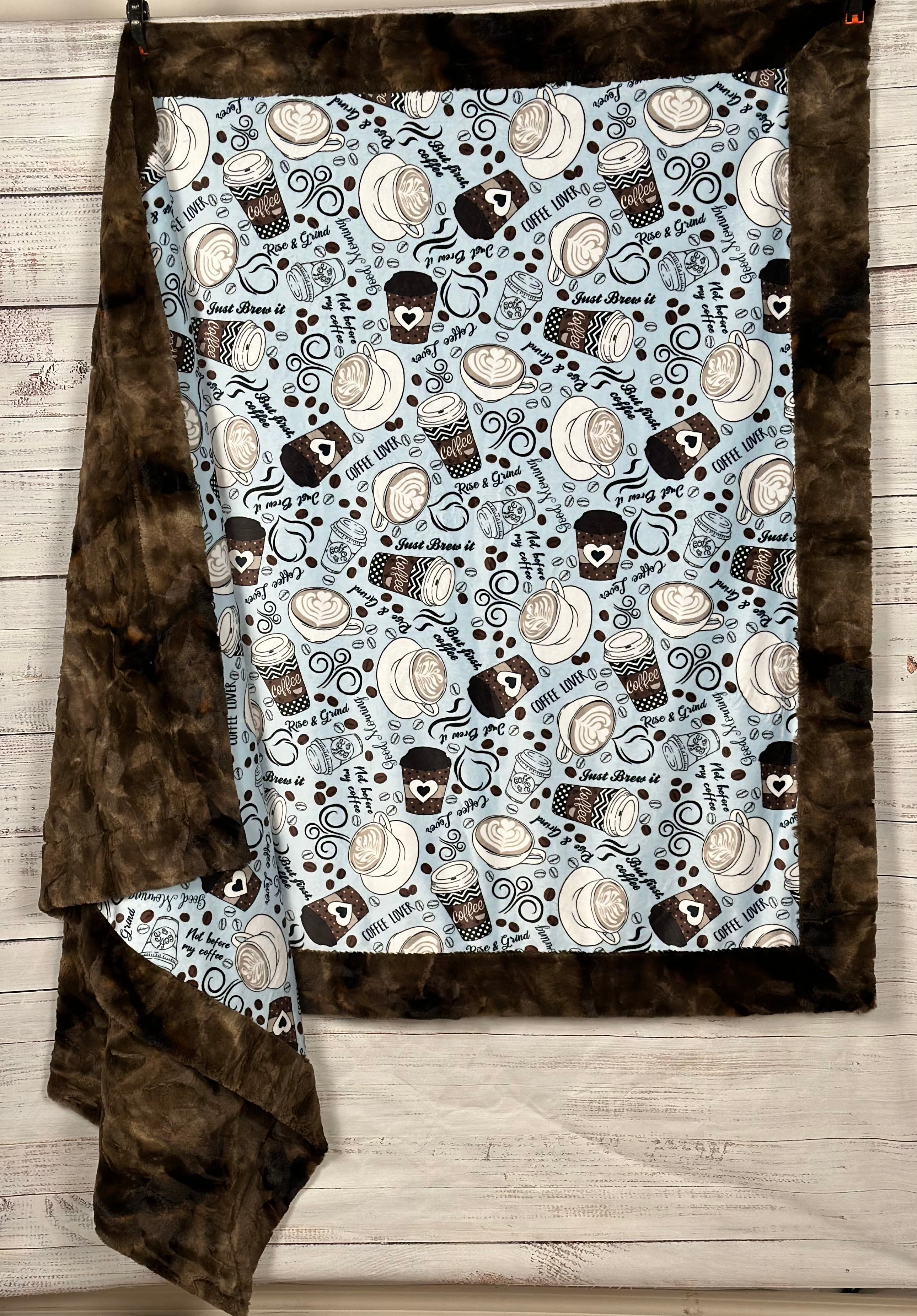 Rise & Grind Brown Rabbit Tie Dye Adult XL Minky Blanket 53x81 - Soft Cozy Throw for Bed, Couch & Outdoor Use