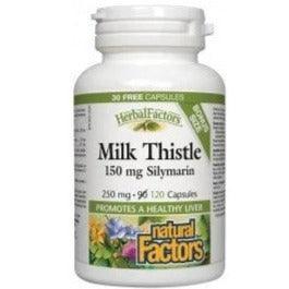 Natural Factors Herbal Factors Milk Thistle 250mg - 120 Capsules for Liver Support & Detox - Promotes Healthy Digestion & Antioxidant Benefits - Perfect for Daily Wellness & Cleansing Routines