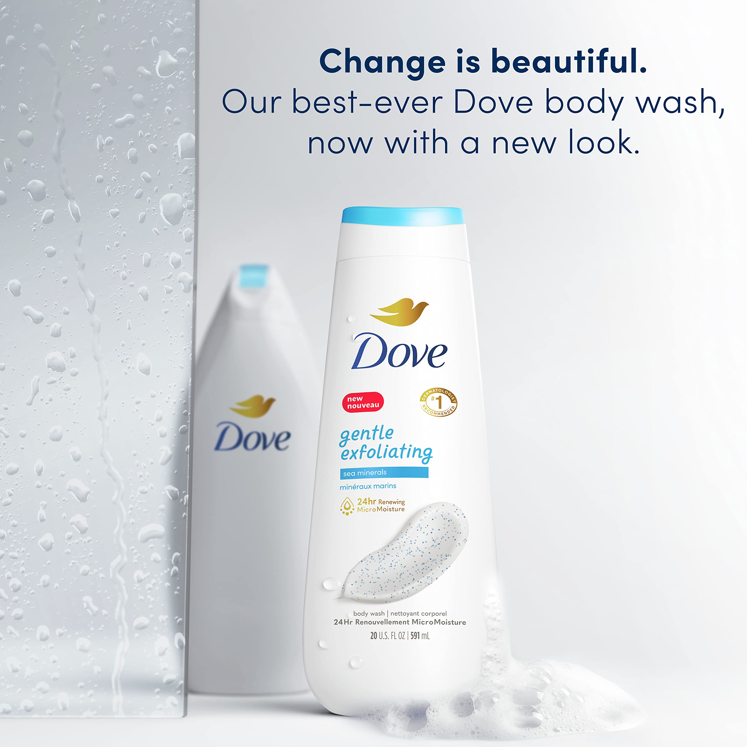 Dove Gentle Exfoliating Body Wash with Sea Minerals for Sensitive Skin - Hypoallergenic, Paraben-Free, 30.6 fl oz (Pack of 3) | Hydrating & Soothing Daily Shower Gel for Dry Skin Care Routine